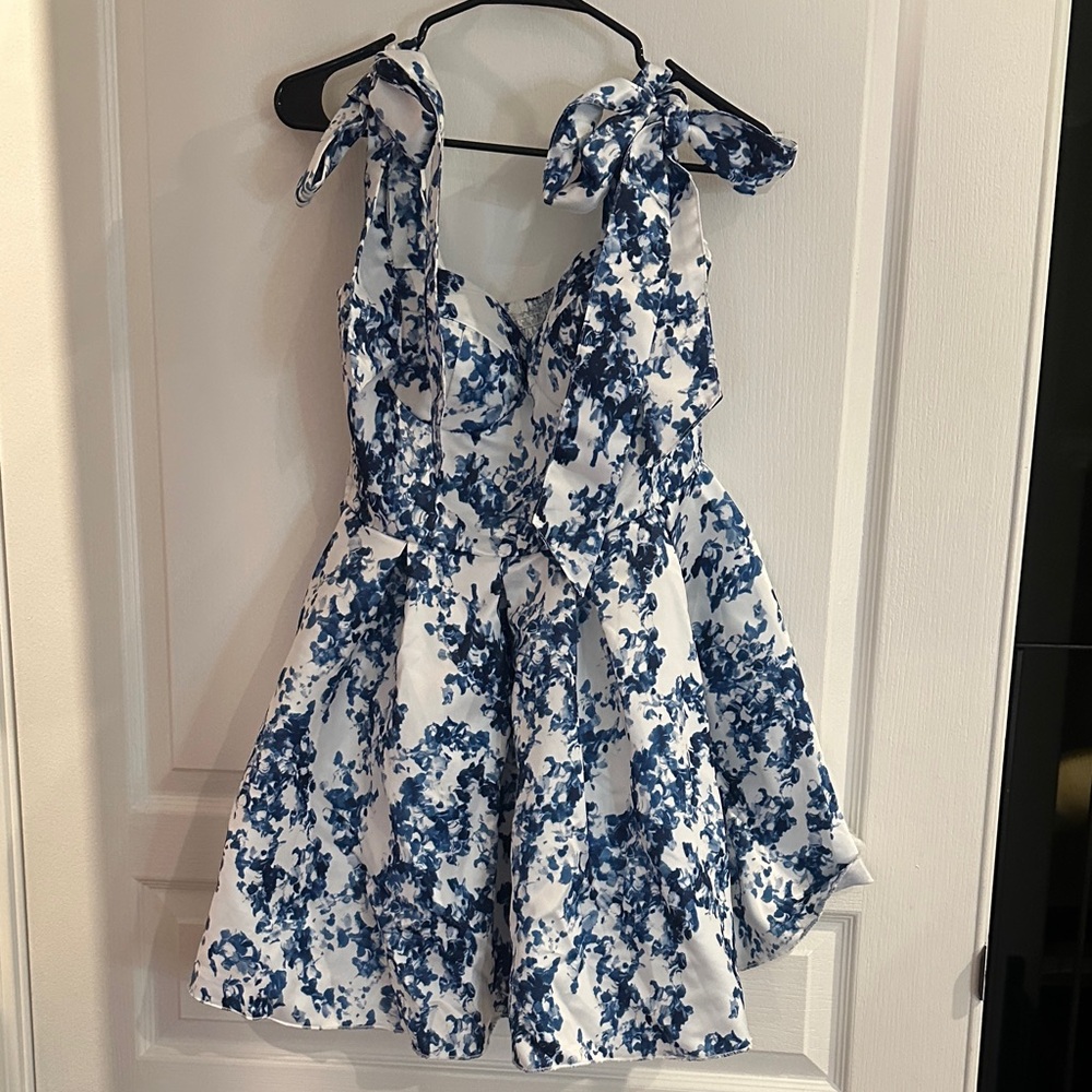 Floral Blue and White Kids Dress
